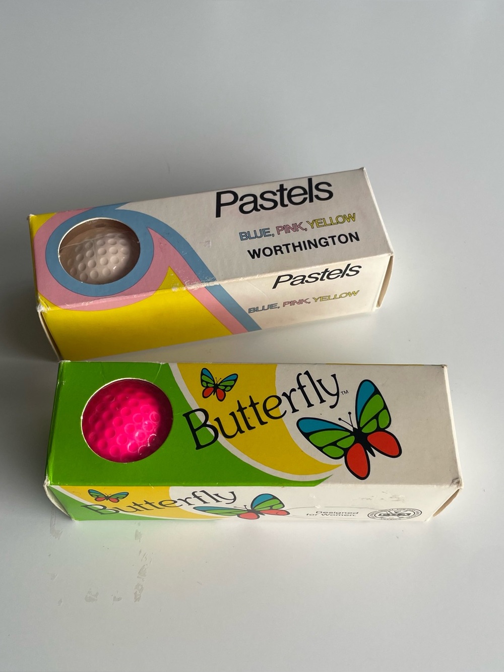 Vintage Women's Golf Balls Butterfly & Pastels Pink Golf Ball Set NOS